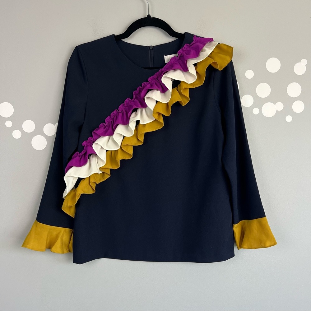 Storets Front Ruffle Flare Cuff Top